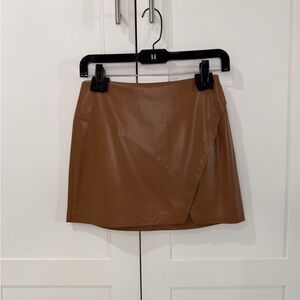 NEW Alice + Olivia Brown Vegan Leather Mini Skirt